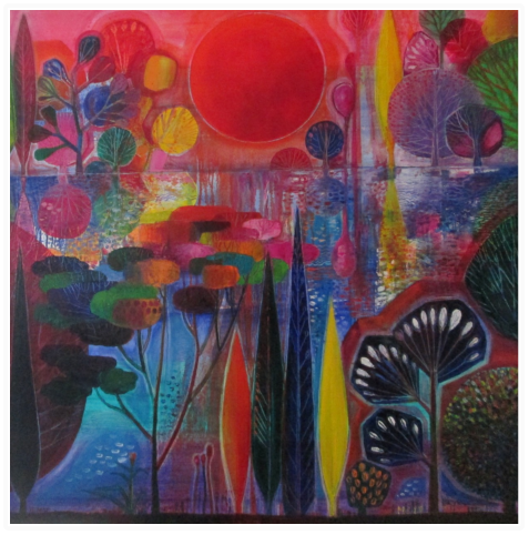Nr.18                  On the river   Oel auf Leinwand  100x100cm