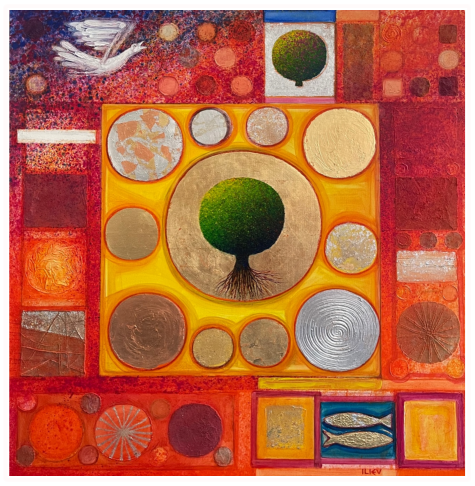 Nr.9 Mischtechnik 100x100cm.