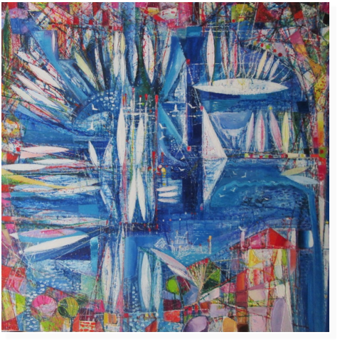 Nr.7 Hafen Oel auf Leinwand 100x100cm.