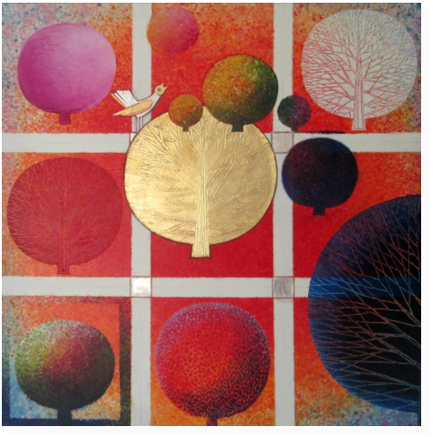 Nr. 1 Mischtechnik. Format 80x80cm.