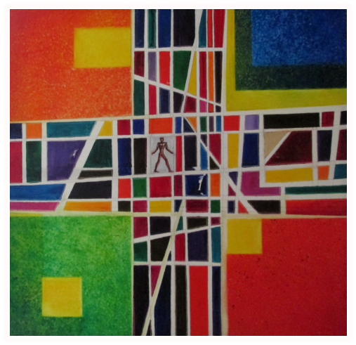 Nr.17   Quo vadis  Oel auf Leinwand 100x100cm.